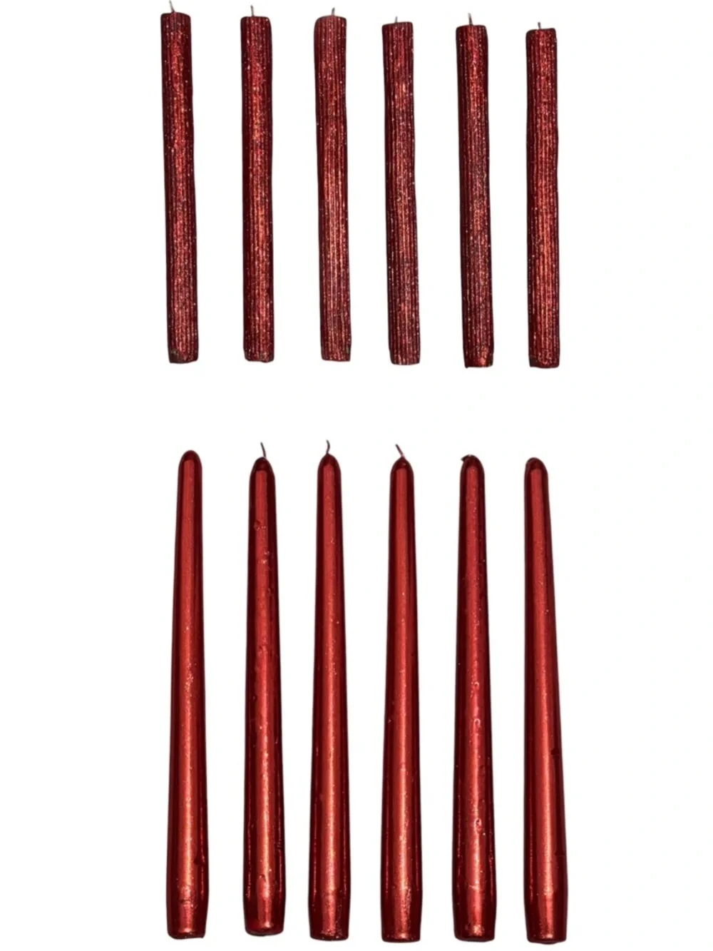 Red Glitter Taper Candle Set Metallic Rare Vintage Holiday Decoration Lot Bundle